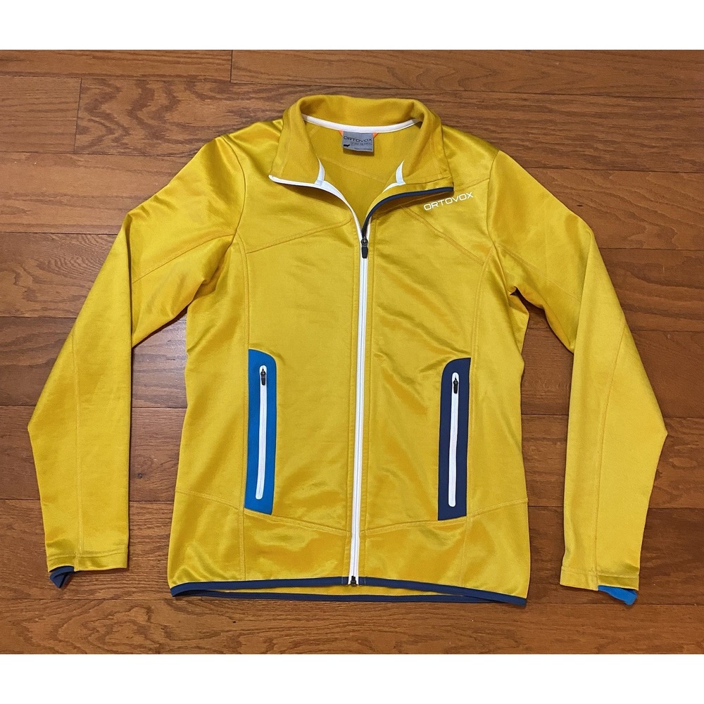Ortovox Men's Jacket Full Zip Size Medium Yellow Lithuanian Wool Mountains Nice